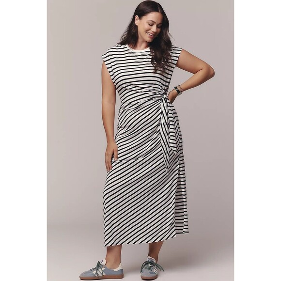 By Anthropologie Daily Practice Tiebreaker Muscle-Sleeve Midi Dress 3X PS 281324 - Picture 2 of 12